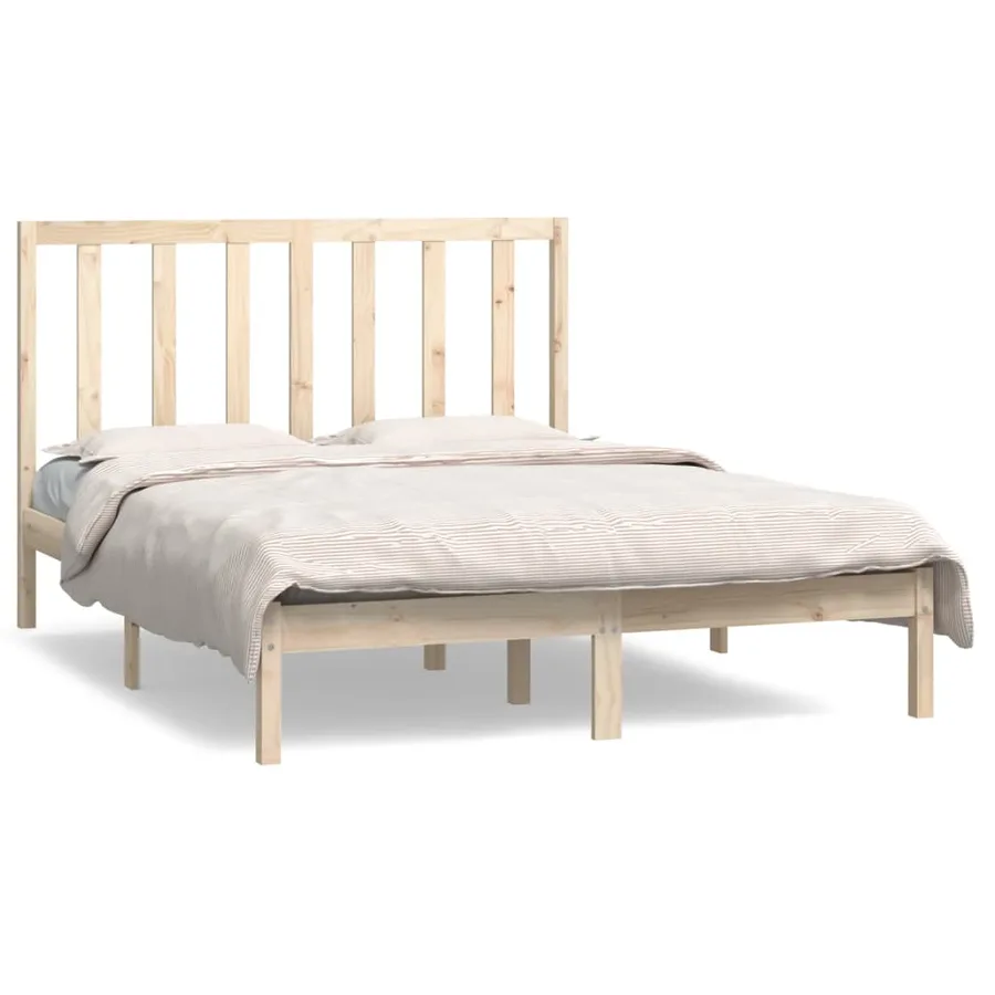 Cadre de lit sans matelas 135x190 cm bois de pin massif - 2