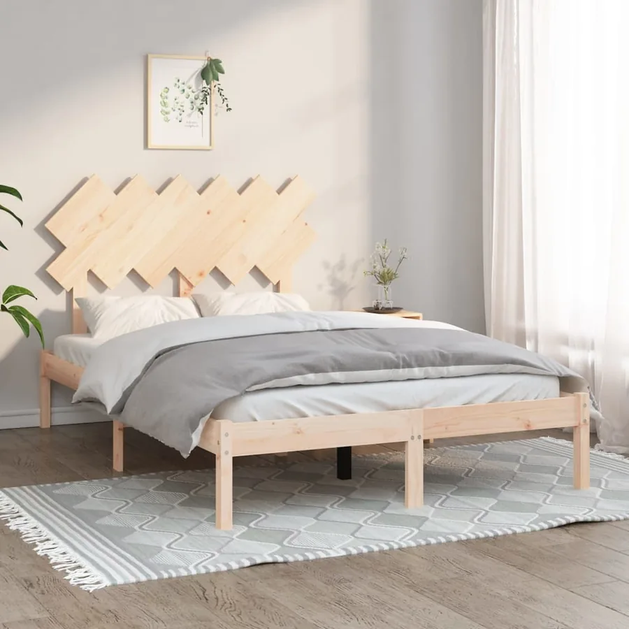 Cadre de lit sans matelas 135x190 cm bois massif