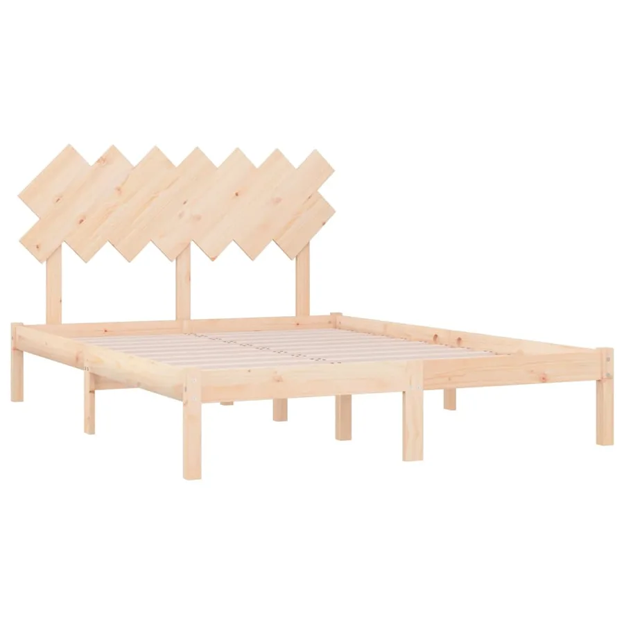 Cadre de lit sans matelas 135x190 cm bois massif - 4