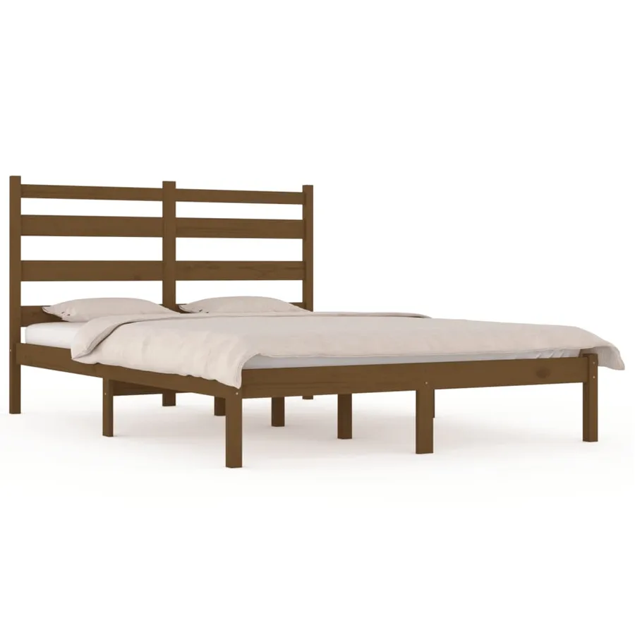 Cadre de lit sans matelas marron miel bois massif 200x200 cm - 2