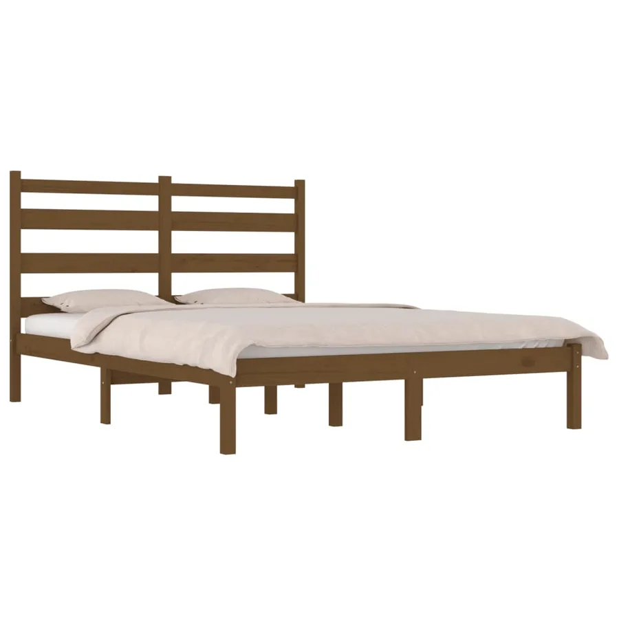 Cadre de lit sans matelas marron miel bois massif 200x200 cm - 3