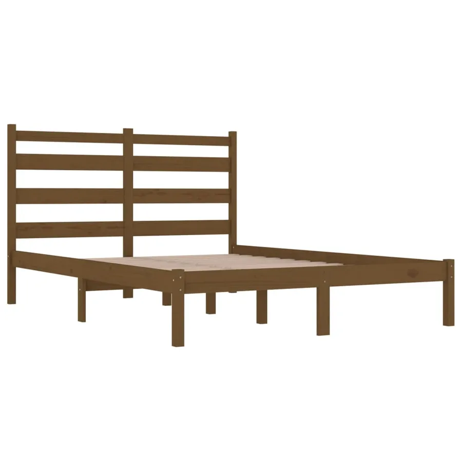 Cadre de lit sans matelas marron miel bois massif 200x200 cm - 4