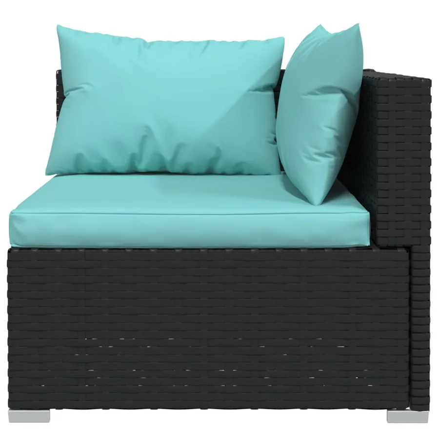 Salon de jardin 8 pcs avec coussins résine tressée noir - 6