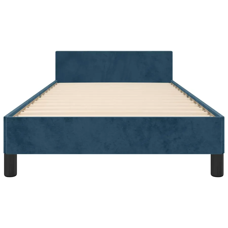 Cadre de lit sans matelas bleu foncé 100x200 cm velours - 6