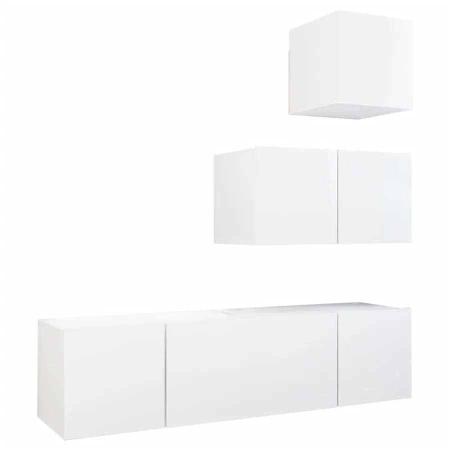 Ensemble de meubles TV 4 pcs Blanc Bois d'ingénierie - 2