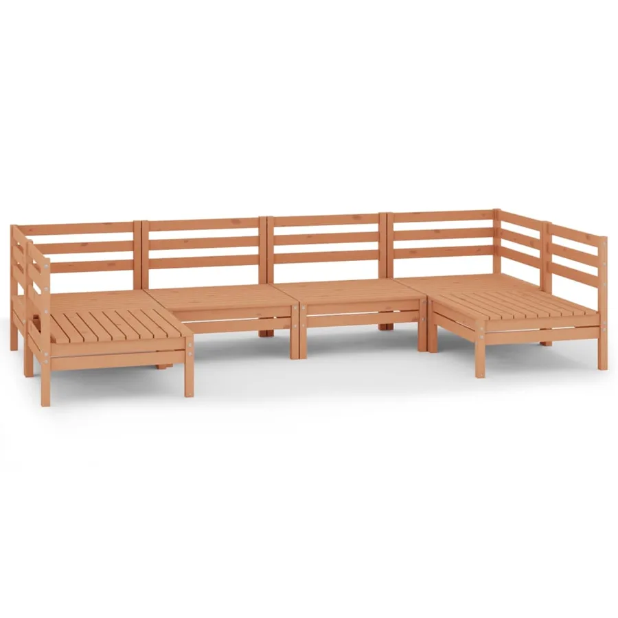 Salon de jardin 6 pcs Marron miel Bois de pin massif - 2