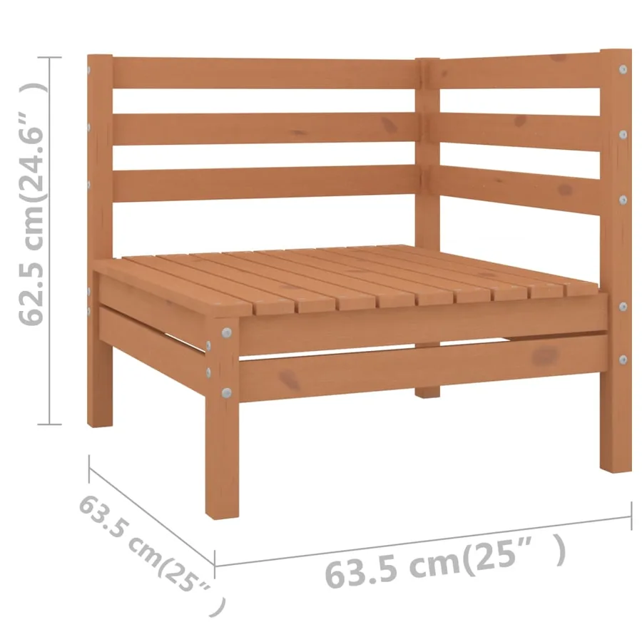 Salon de jardin 6 pcs Marron miel Bois de pin massif - 5