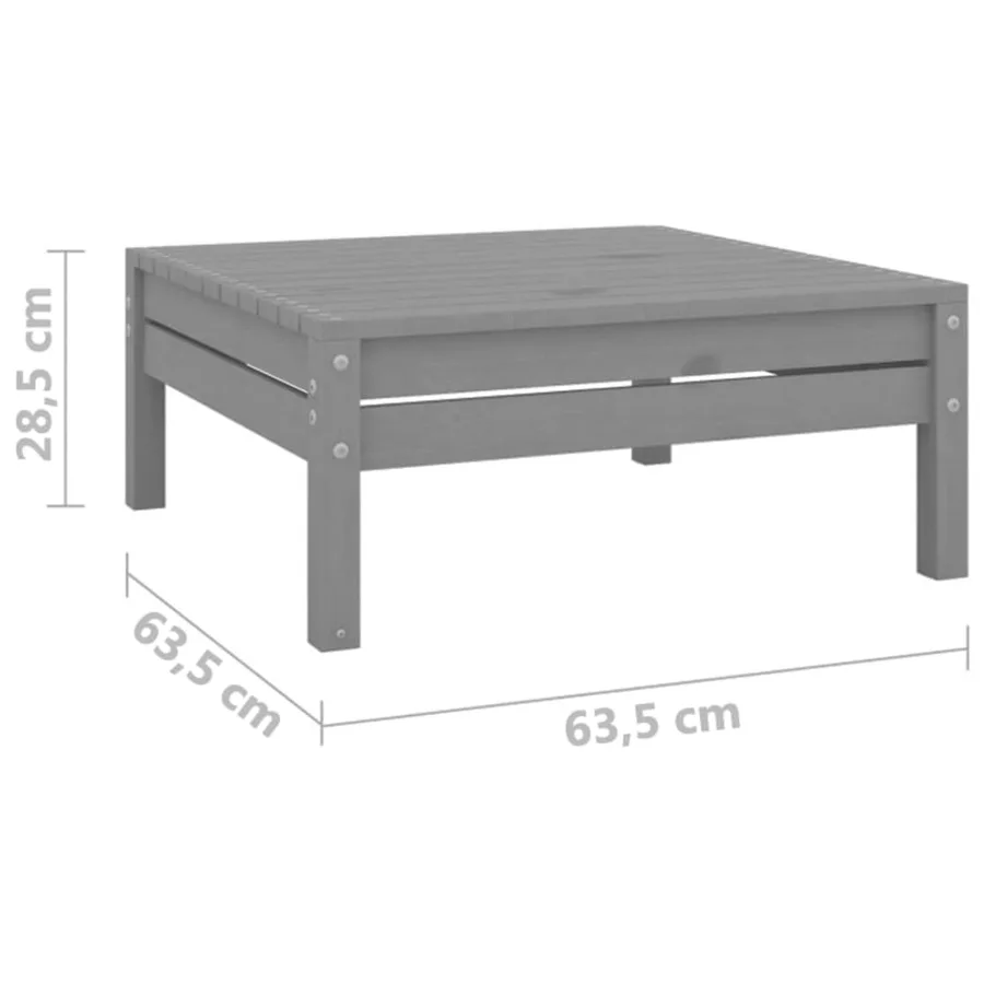 Salon de jardin 3 pcs Gris Bois de pin massif - 14