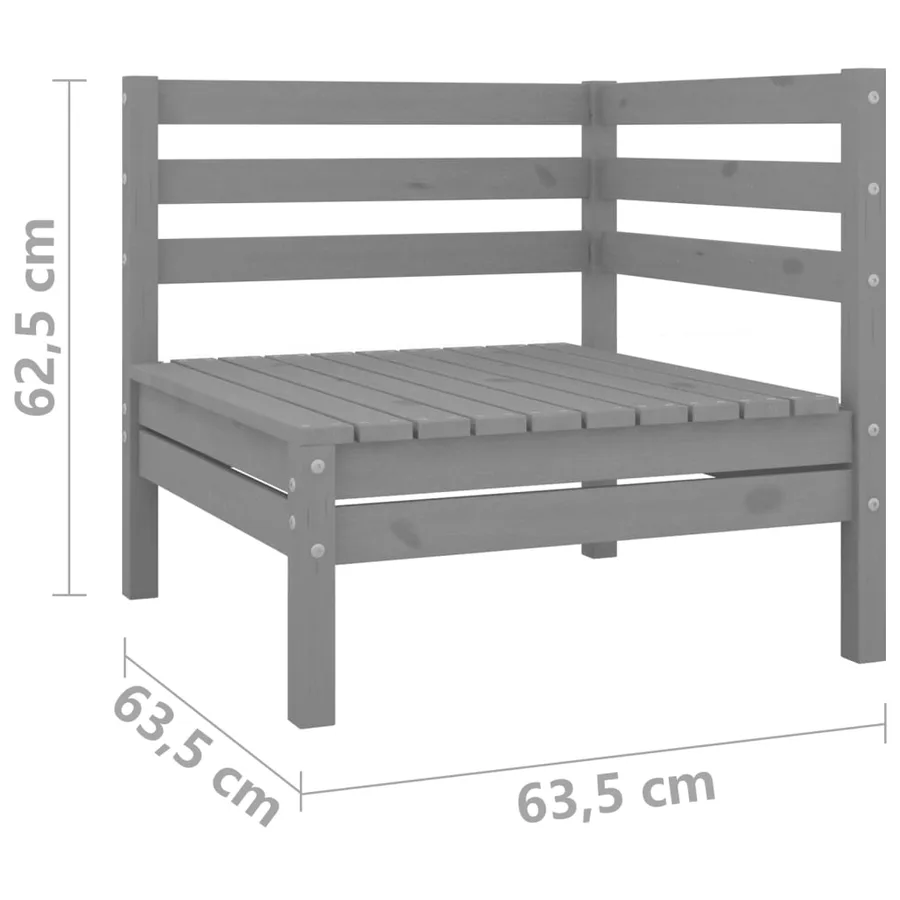 Salon de jardin 3 pcs Gris Bois de pin massif - 15