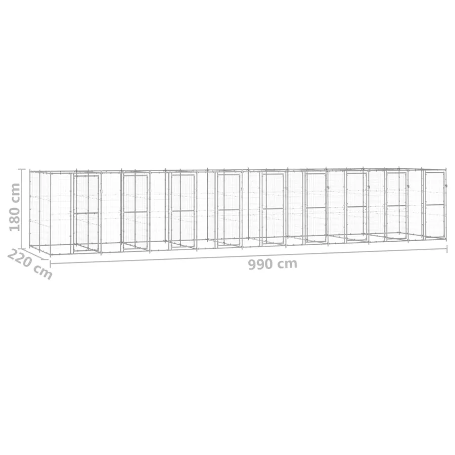 Chenil extérieur Acier galvanisé 21,78 m² - 6