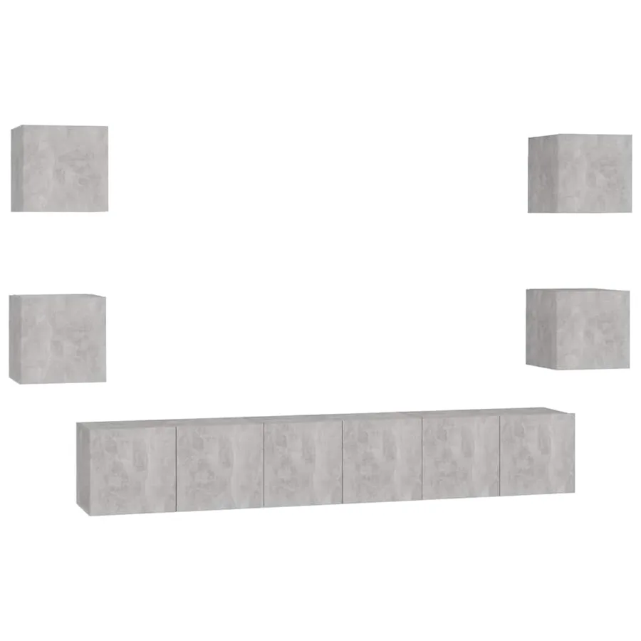 Ensemble de meubles TV 7 pcs Gris béton Bois d'ingénierie - 2