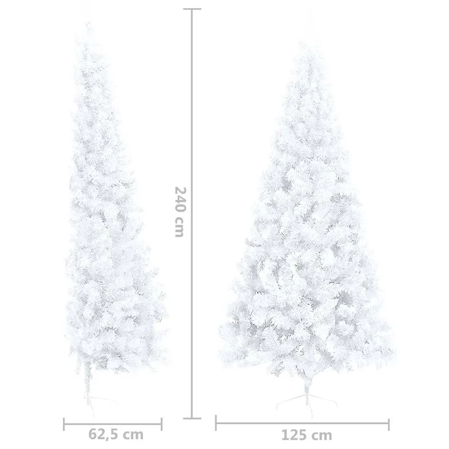 Demi-arbre de Noël artificiel pré-éclairé et boules blanc 240cm - 17