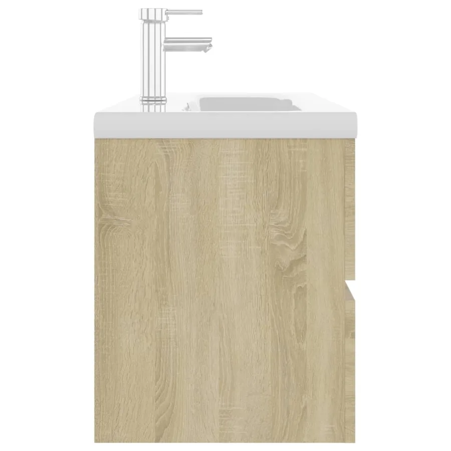 Armoire d'évier lavabo intégré chêne sonoma bois d'ingénierie - 5