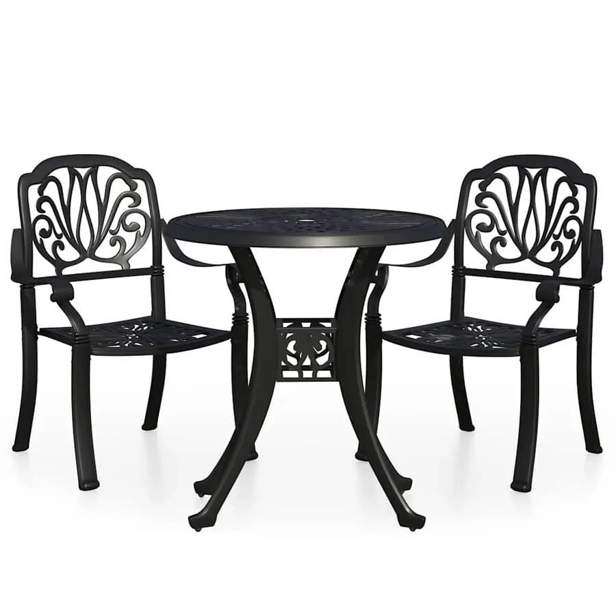 Ensemble de bistro 3 pcs Aluminium coulé Noir - 2