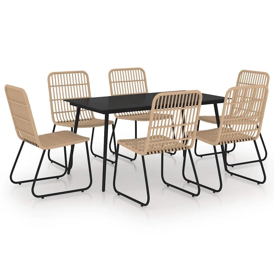 Ensemble à manger d'extérieur 7 pcs résine tressée et verre - 2