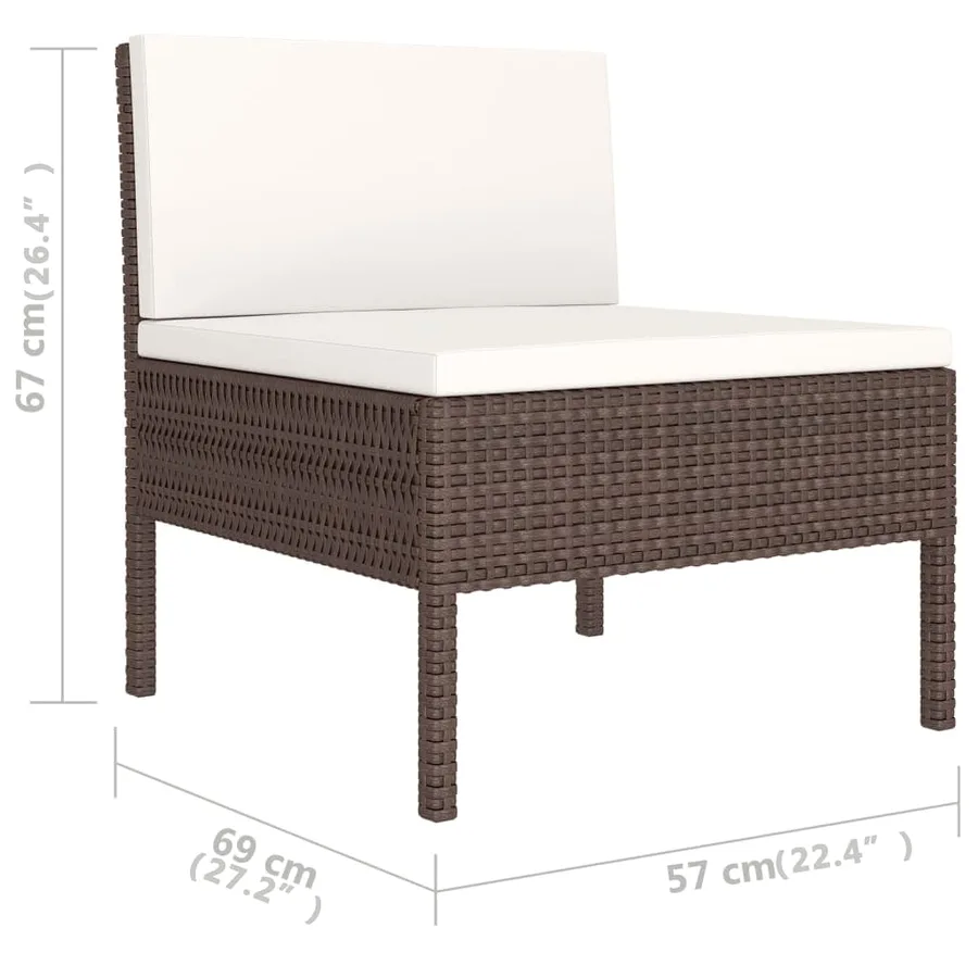 Salon de jardin 6 pcs avec coussins Résine tressée Marron - 5