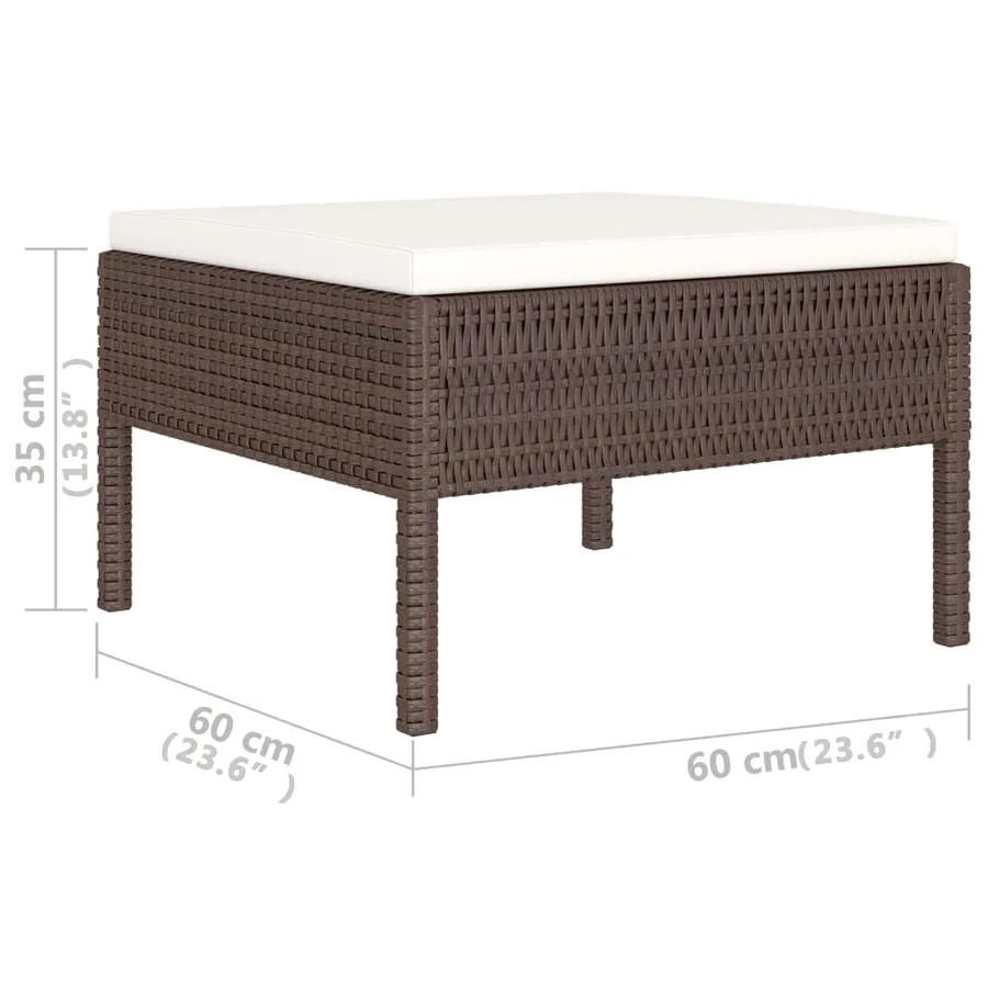 Salon de jardin 6 pcs avec coussins Résine tressée Marron - 6