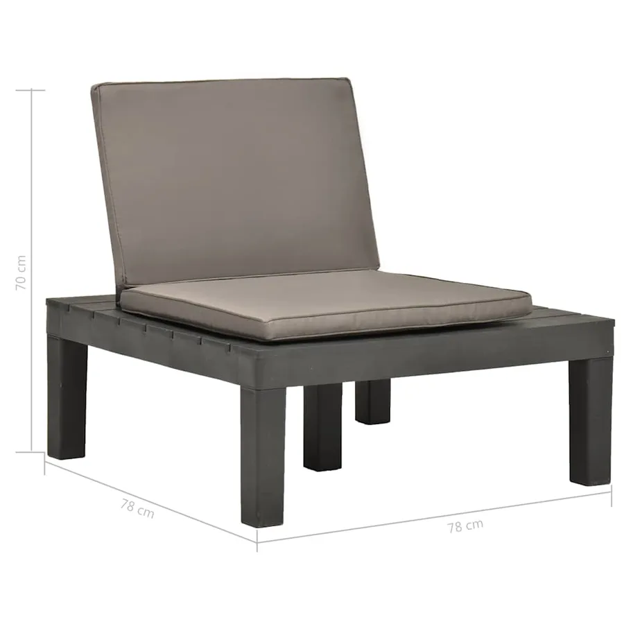 Chaises de salon de jardin et coussins 2pc Plastique Anthracite - 8
