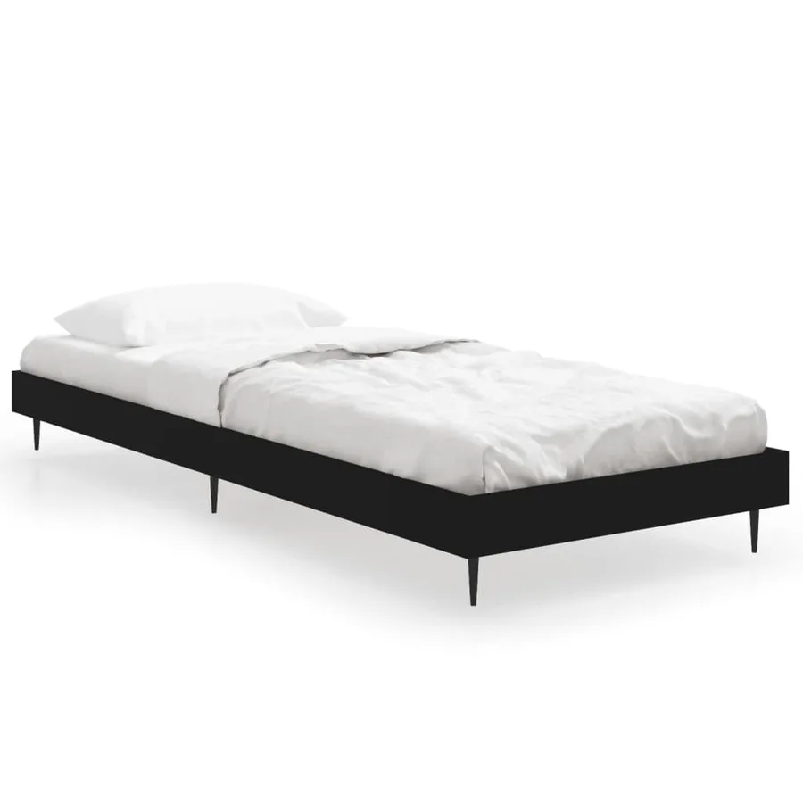 Cadre de lit sans matelas noir 75x190 cm bois ingénierie - 2