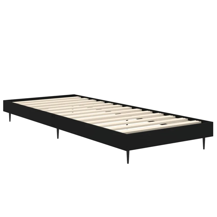 Cadre de lit sans matelas noir 75x190 cm bois ingénierie - 5