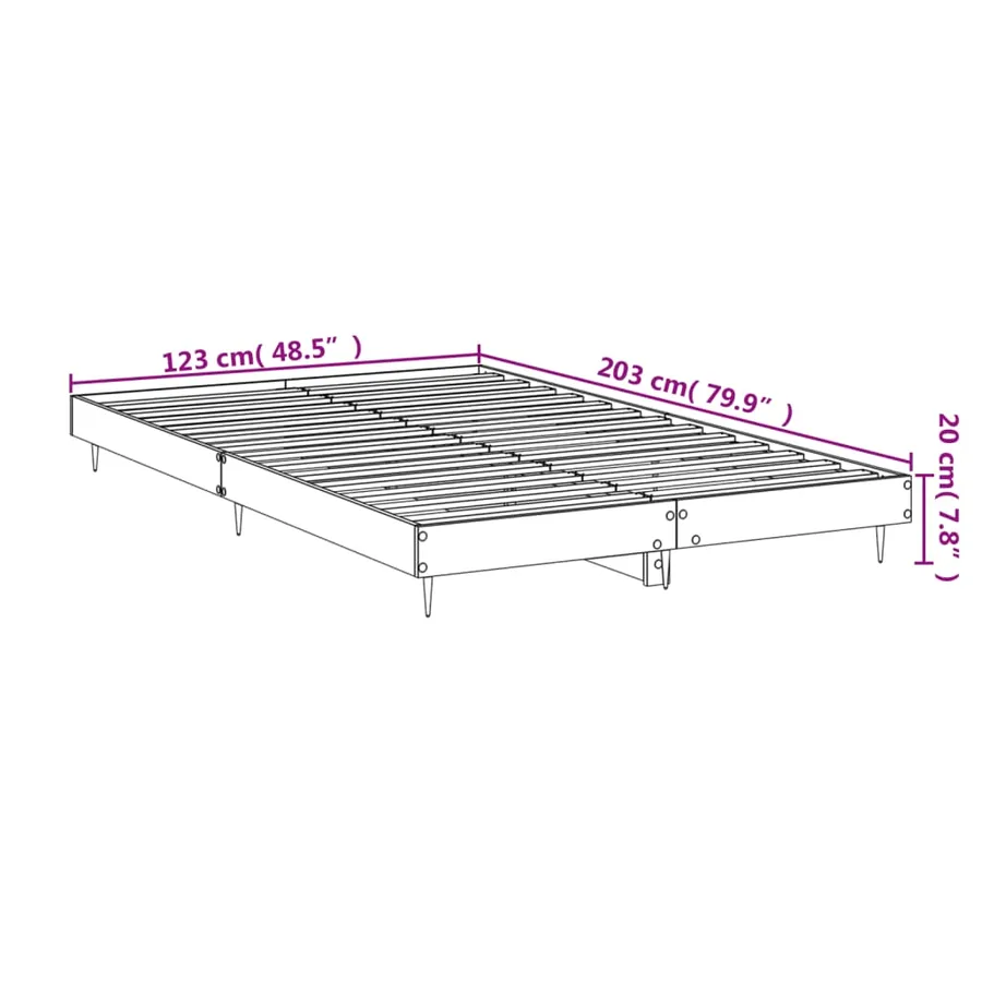 Cadre de lit sans matelas gris béton 120x200 cm - 9