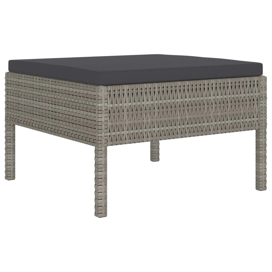 Salon de jardin 6 pcs avec coussins résine tressée gris - 4