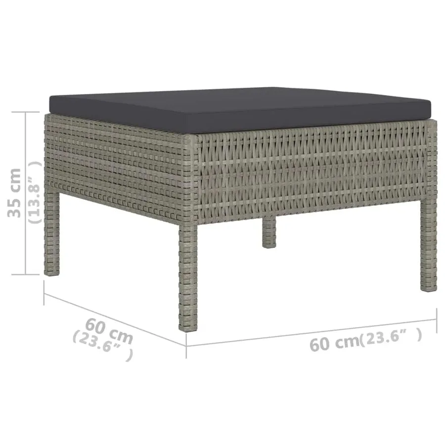 Salon de jardin 6 pcs avec coussins résine tressée gris - 6