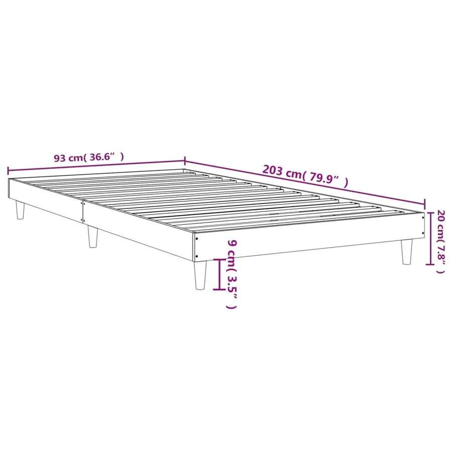 Cadre de lit sans matelas chêne marron 90x200cm bois ingénierie - 9
