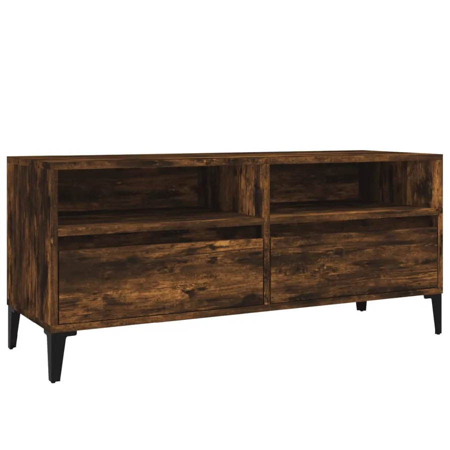 Meuble TV chêne fumé 100x34,5x44,5 cm bois d'ingénierie - 2