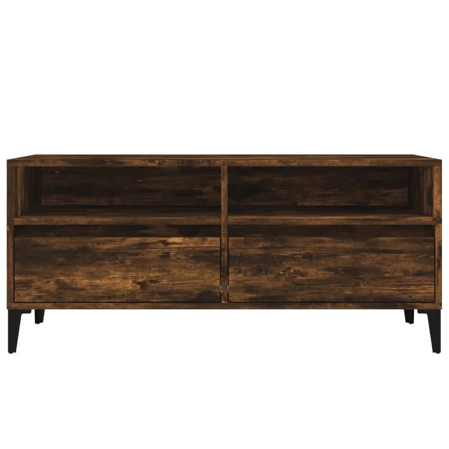 Meuble TV chêne fumé 100x34,5x44,5 cm bois d'ingénierie - 6