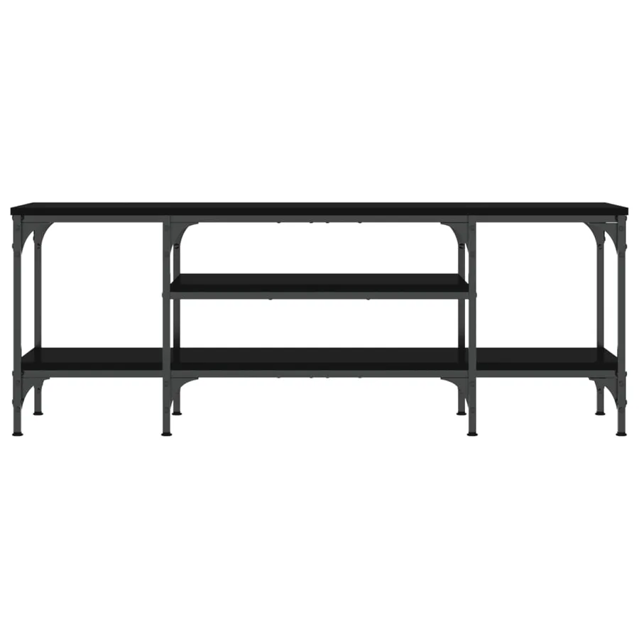 Meuble TV noir 121x35x45 cm bois d'ingénierie et fer - 4