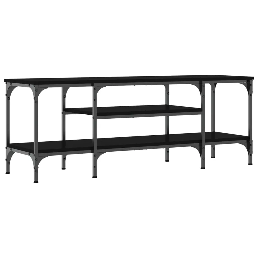 Meuble TV noir 121x35x45 cm bois d'ingénierie et fer - 6