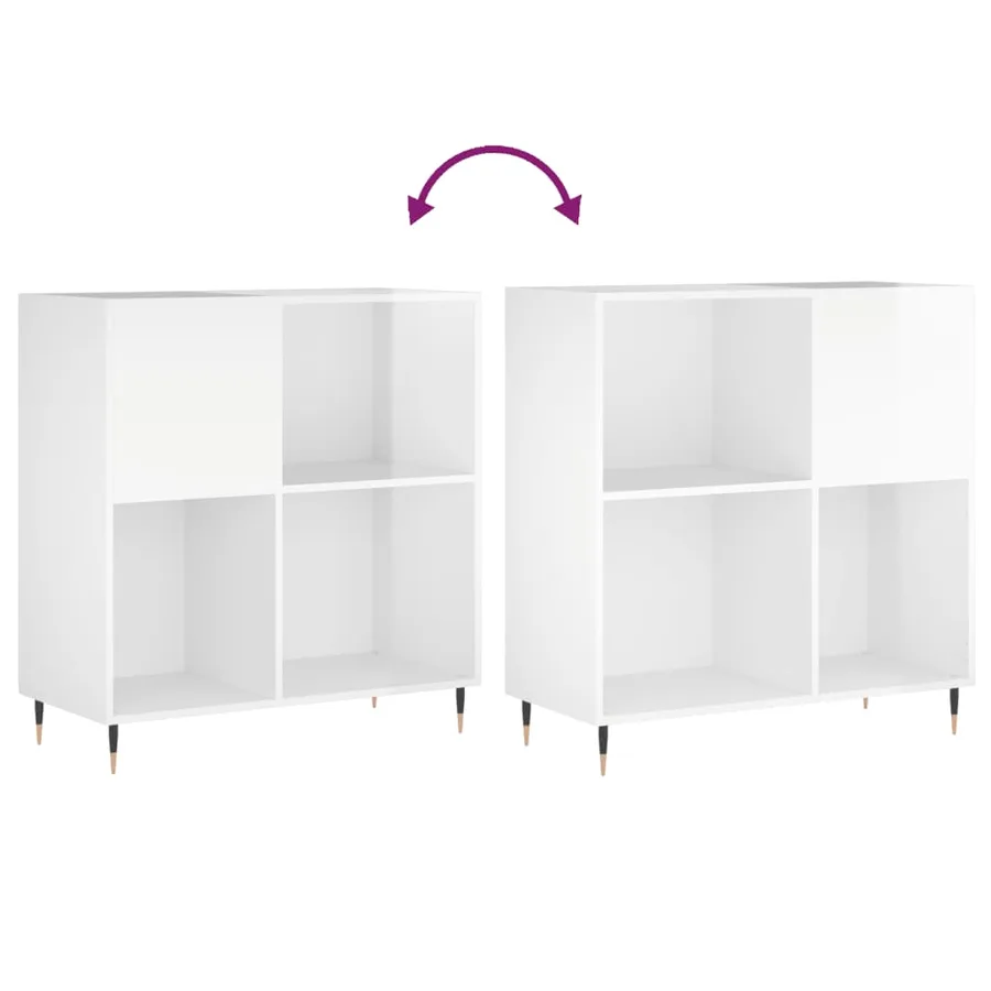 Armoire à disques blanc brillant 84,5x38x89cm bois d'ingénierie - 7