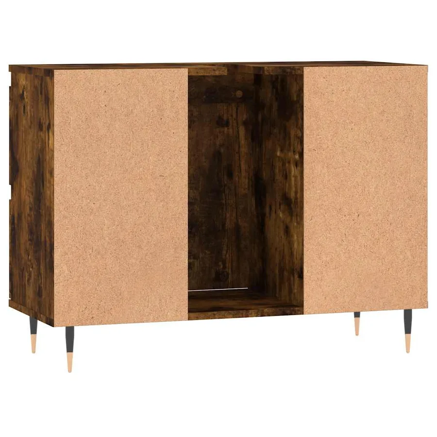 Armoire salle de bain chêne fumé 80x33x60cm bois d'ingénierie - 7