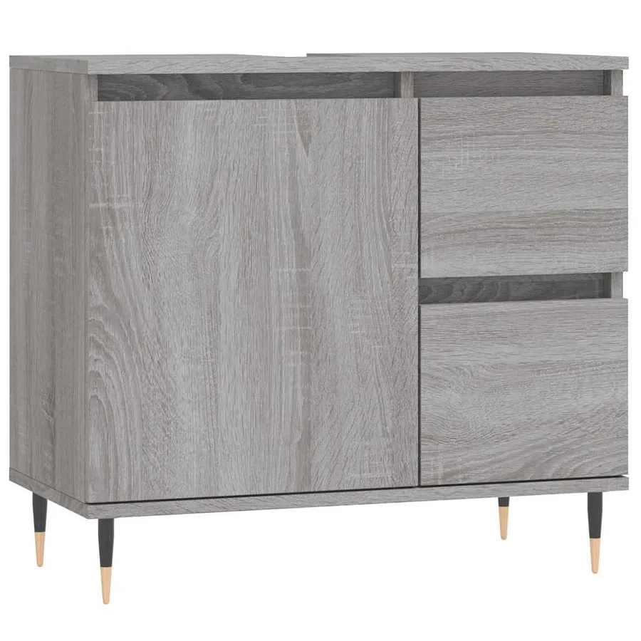 Armoire de bain sonoma gris 65x33x60 cm bois d'ingénierie - 2