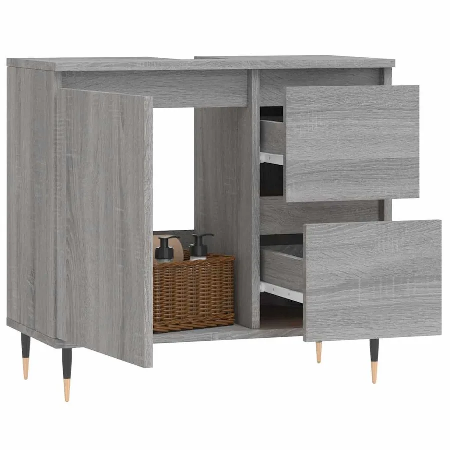 Armoire de bain sonoma gris 65x33x60 cm bois d'ingénierie - 3