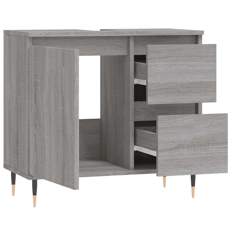 Armoire de bain sonoma gris 65x33x60 cm bois d'ingénierie - 4