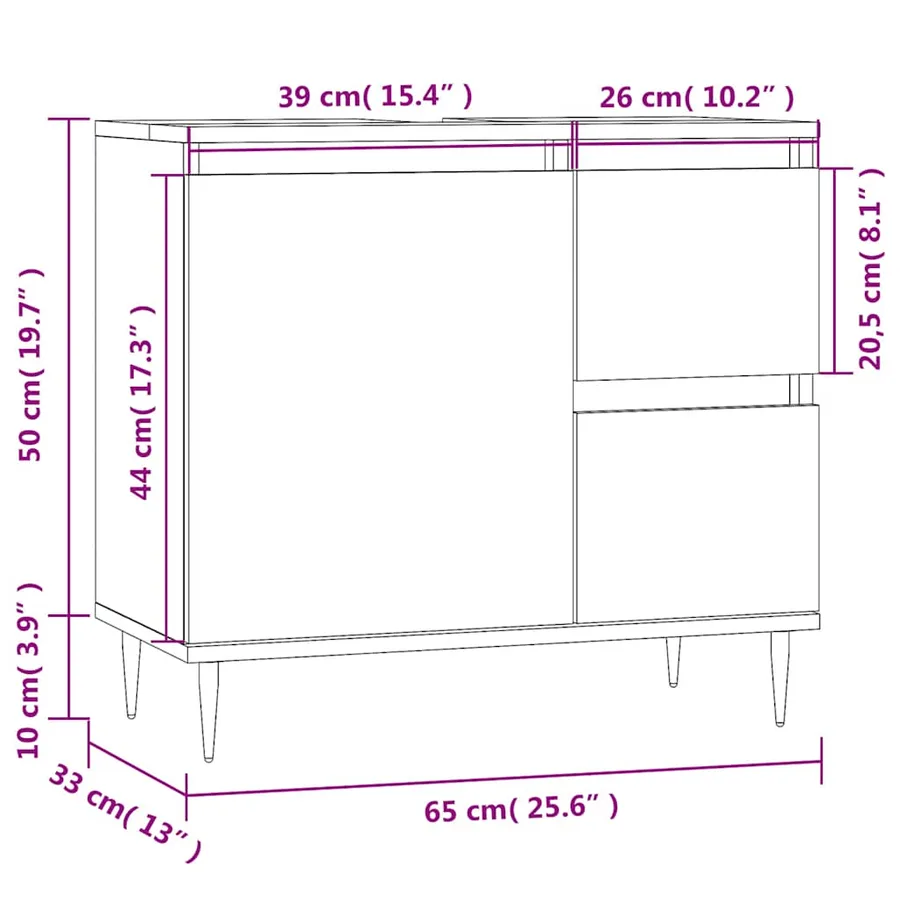 Armoire de salle de bain gris béton 65x33x60 cm - 12