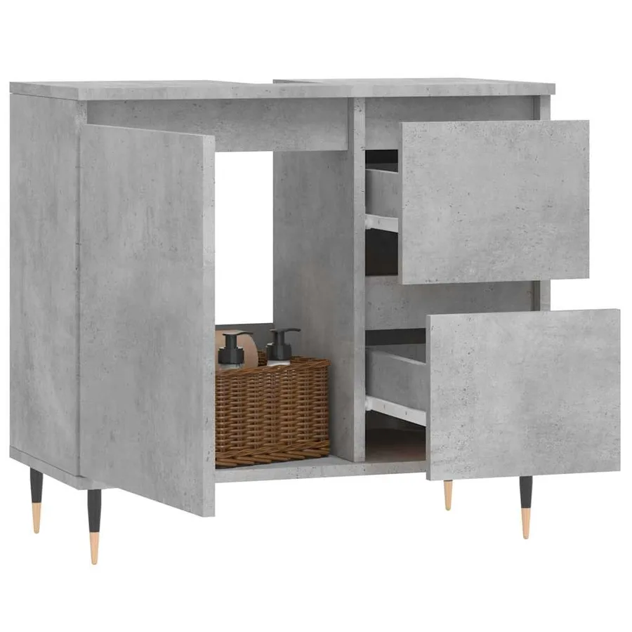 Armoire de salle de bain gris béton 65x33x60 cm - 3