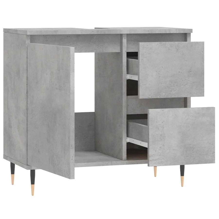 Armoire de salle de bain gris béton 65x33x60 cm - 4