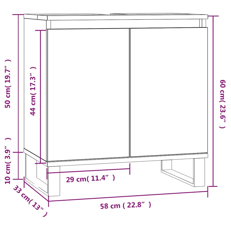Armoire de bain blanc brillant 58x33x60 cm bois d'ingénierie - 11
