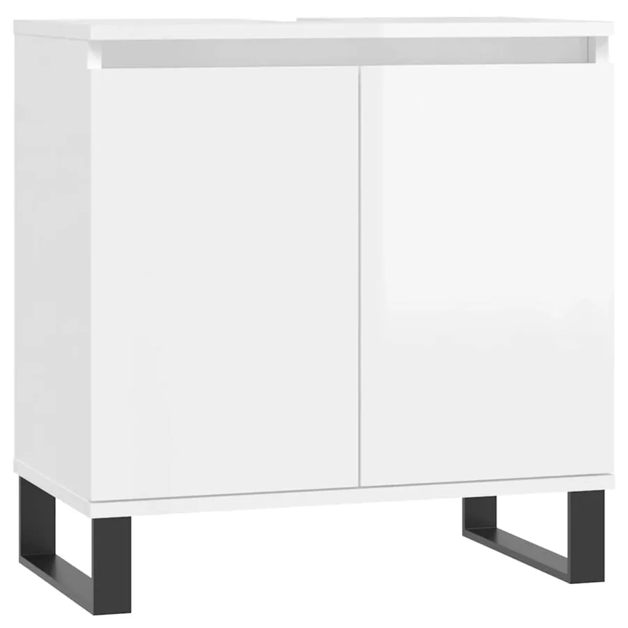 Armoire de bain blanc brillant 58x33x60 cm bois d'ingénierie - 2