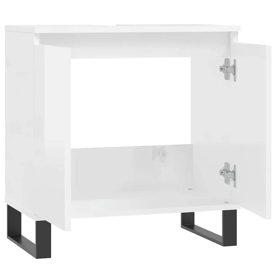 Armoire de bain blanc brillant 58x33x60 cm bois d'ingénierie - 5