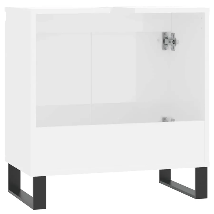 Armoire de bain blanc brillant 58x33x60 cm bois d'ingénierie - 7