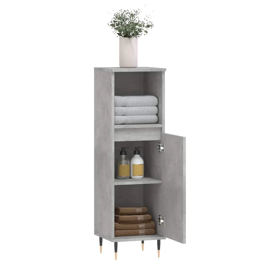 Armoire de salle de bain gris béton 30x30x100 cm - 4