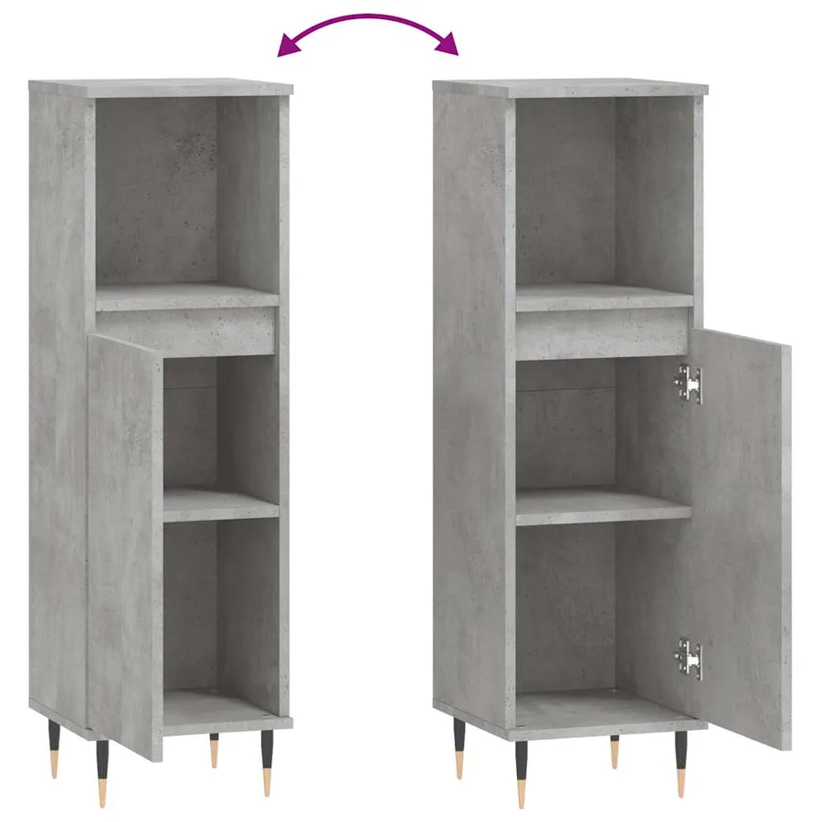 Armoire de salle de bain gris béton 30x30x100 cm - 9