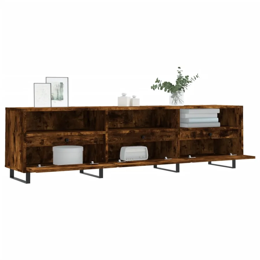 Meuble TV chêne fumé 150x30x44,5 cm bois d'ingénierie - 4