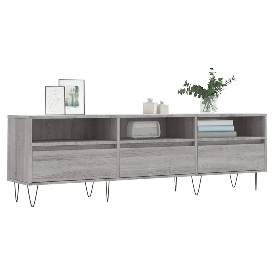 Meuble TV sonoma gris 150x30x44,5 cm bois d'ingénierie - 3