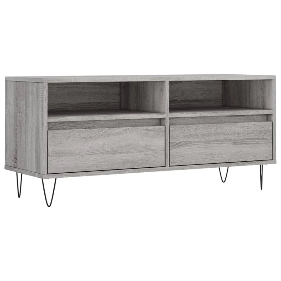 Meuble TV sonoma gris 100x34,5x44,5 cm bois d'ingénierie - 2