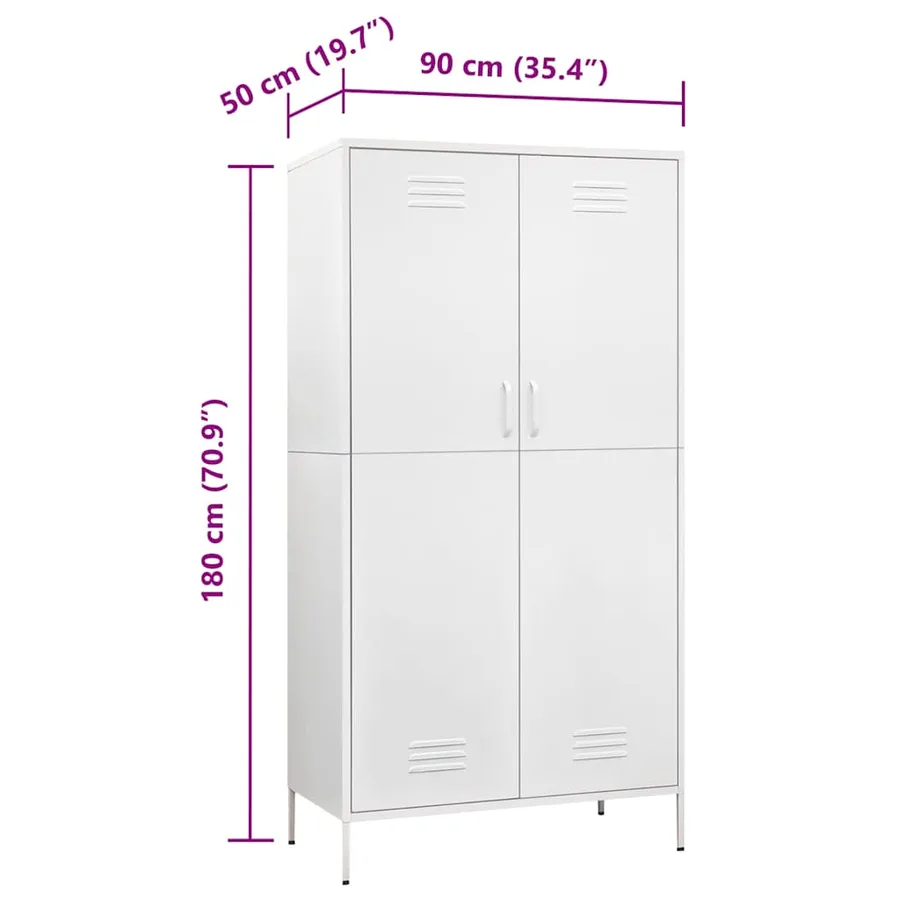 Garde-robe Blanc 90x50x180 cm Acier - 10